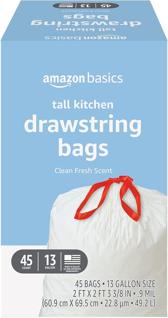 Amazon Basics Tall Kitchen Drawstring Trash Bags