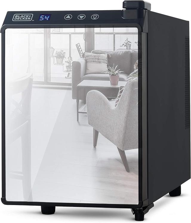 BLACK+DECKER 6 Bottle Wine Fridge, Wine Cooler with Mirrored Front